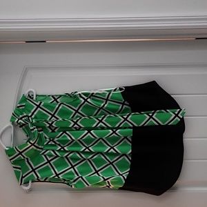 Green, black, and white blouse.  Very light weight, great for summertime!